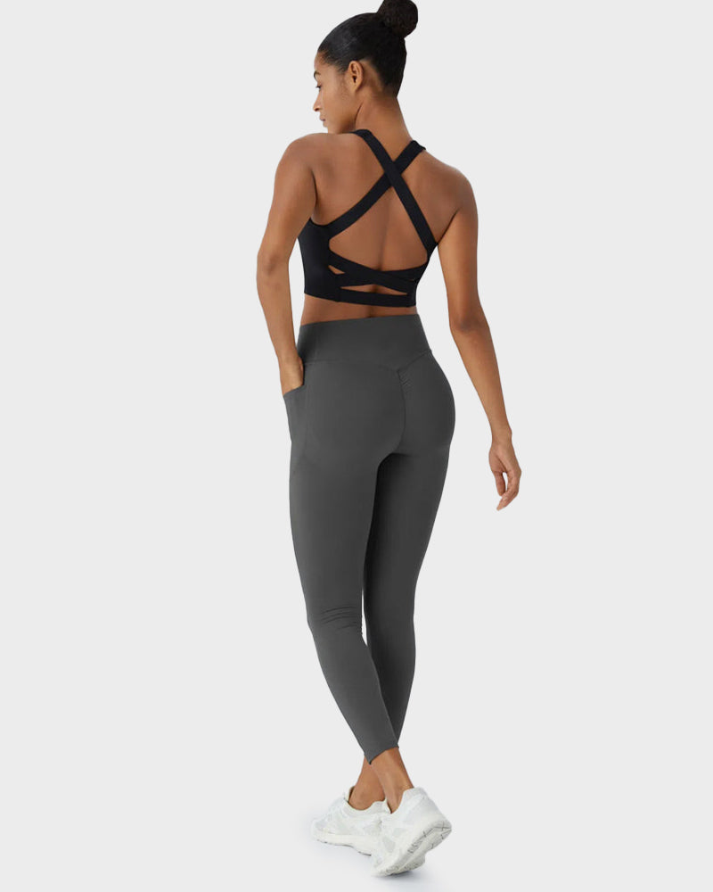 Tummy Control Butt-Lifting Training Leggings with Pockets - view 21