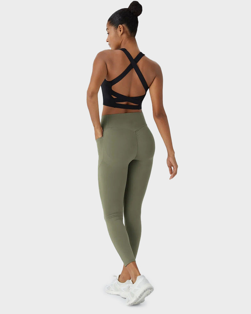 Tummy Control Butt-Lifting Training Leggings with Pockets - view 31