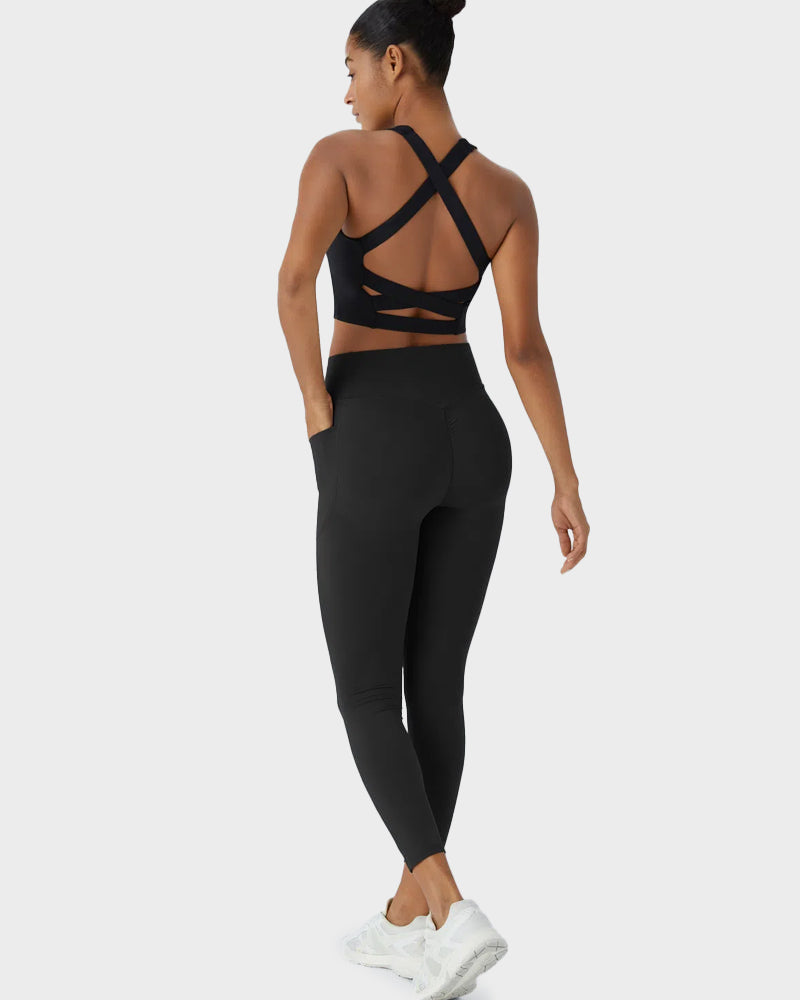 Tummy Control Butt-Lifting Training Leggings with Pockets - view 12