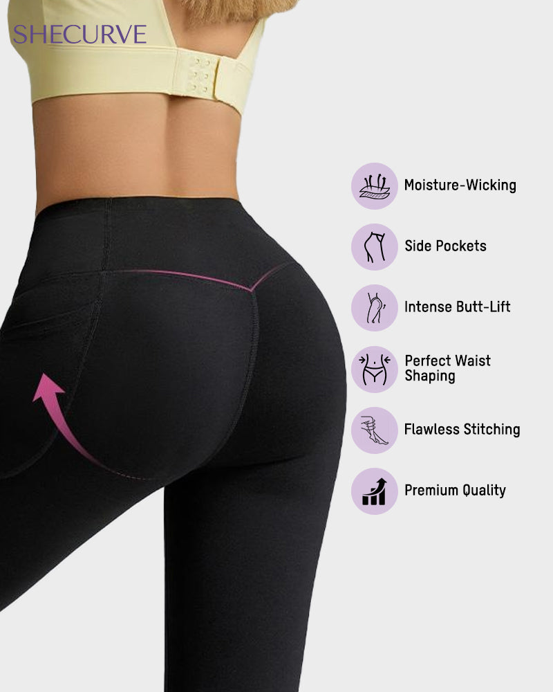 Tummy Control Butt-Lifting Training Leggings with Pockets - view 16