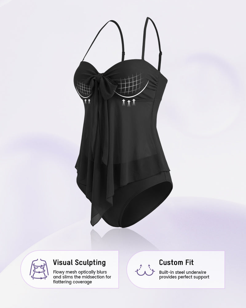 Twist-Front Halter Tummy Control Tankini - view 2