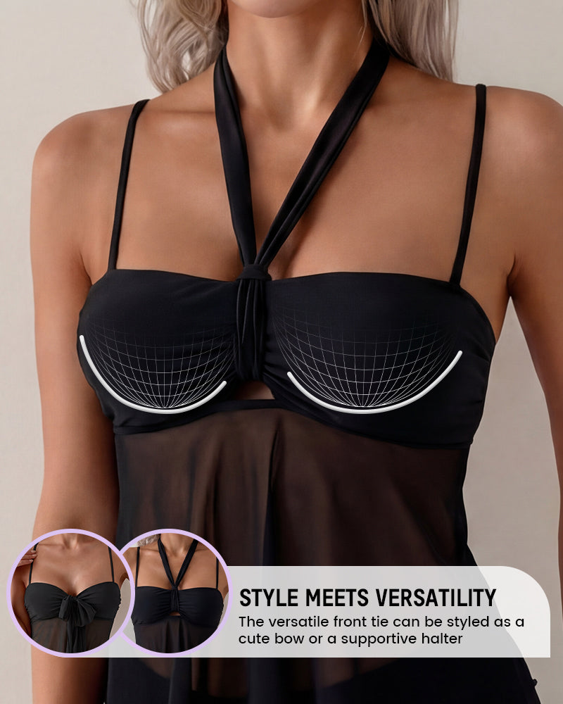 Twist-Front Halter Tummy Control Tankini - view 3