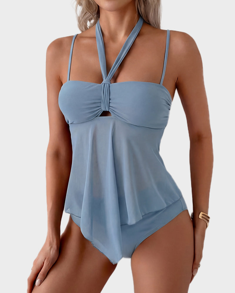 Twist-Front Halter Tummy Control Tankini - view 27