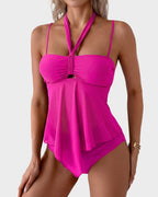 Twist-Front Halter Tummy Control Tankini - view 28