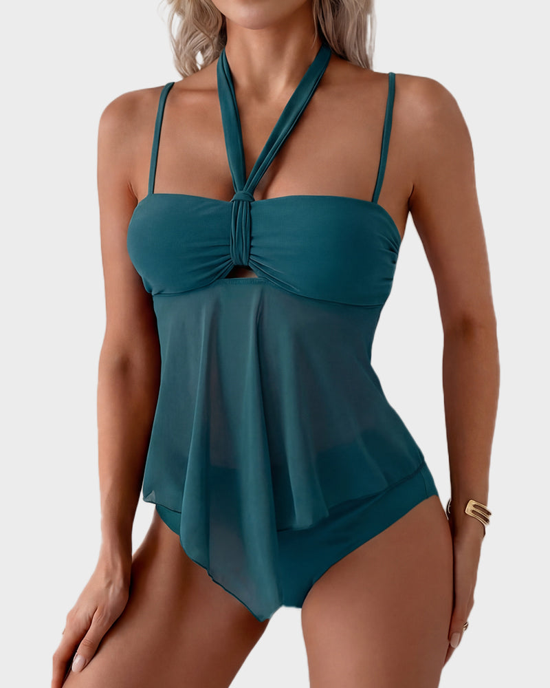 Twist-Front Halter Tummy Control Tankini - view 26
