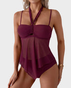 Twist-Front Halter Tummy Control Tankini - view 29