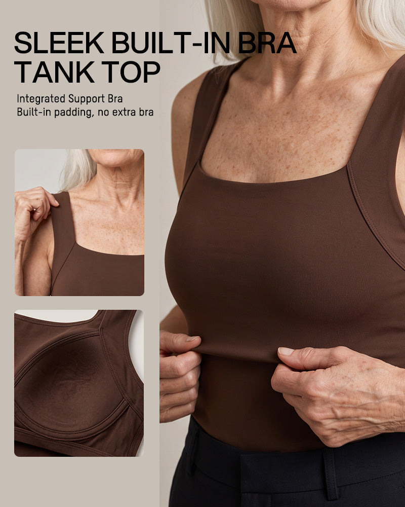 U-Neck Built-In Bra Shaping Tank Top - view 3