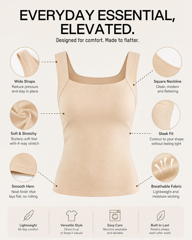 U-Neck Built-In Bra Shaping Tank Top - view 4