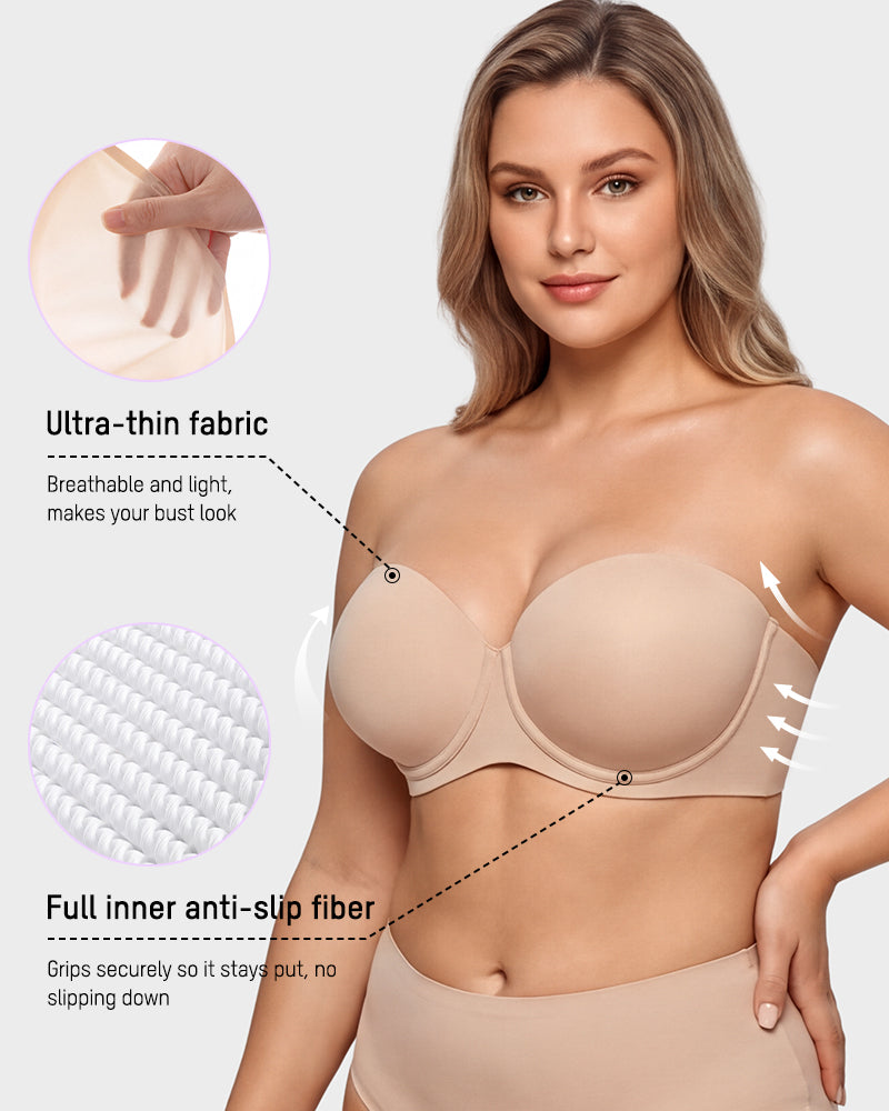 Ultra-Thin Convertible Strapless Minimizer Bra - view 2