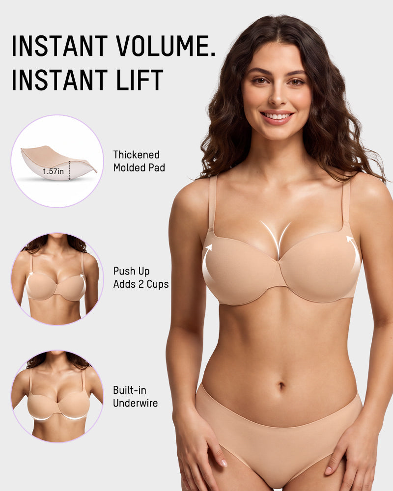 Underwire Push-Up Balconette Bra With Removable Straps - view 3