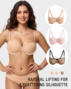 Underwire Push-Up Balconette Bra With Removable Straps - view 2