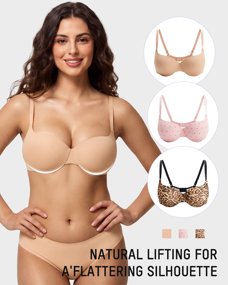 Underwire Push-Up Balconette Bra With Removable Straps - view 2