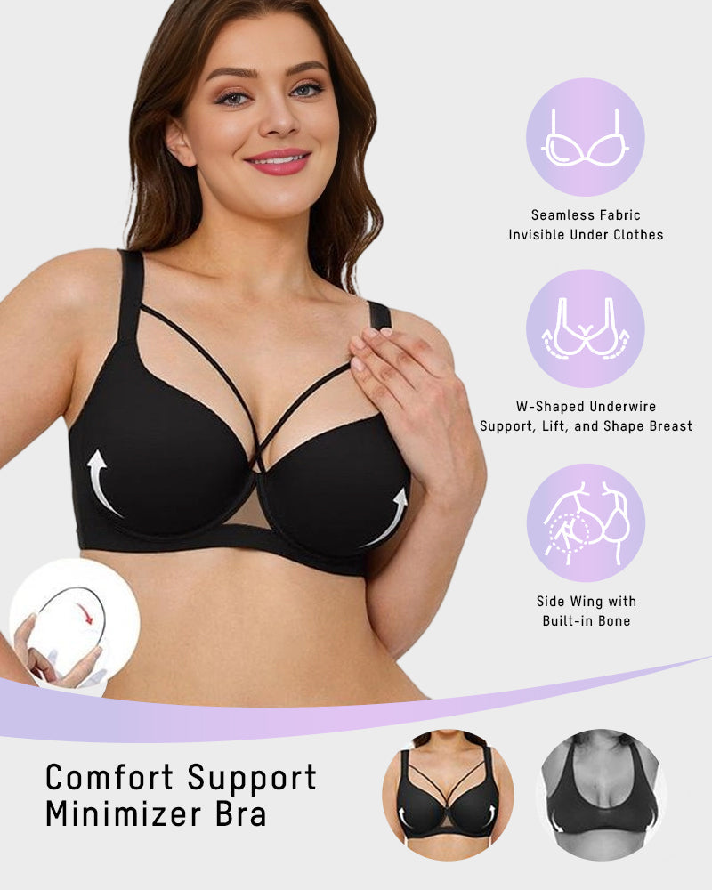 Underwire Round-Shaping Push Up Minimizer Sexy Bra - view 3