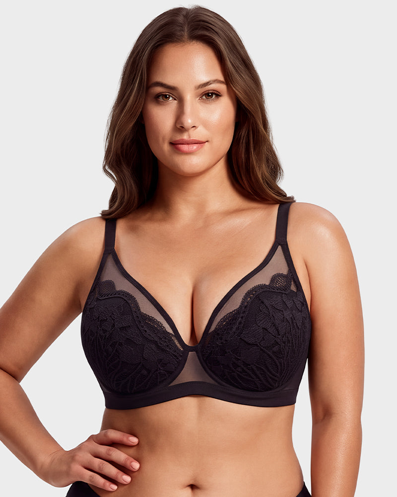 Unlined Lace Underwire Minimizer Bra - view 19