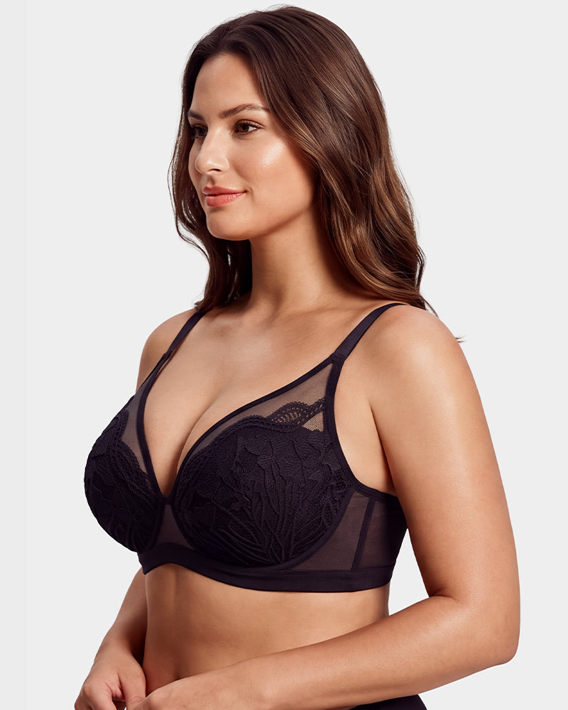 Unlined Lace Underwire Minimizer Bra - view 20