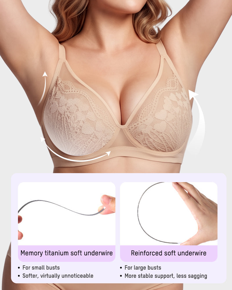 Unlined Lace Underwire Minimizer Bra - view 3