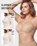 Unlined Lace Underwire Minimizer Bra - view 5