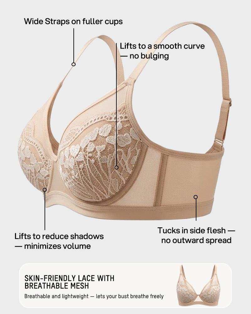 Unlined Lace Underwire Minimizer Bra - view 7