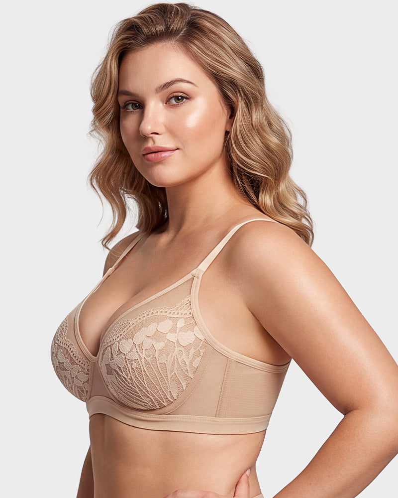 Unlined Lace Underwire Minimizer Bra - view 12