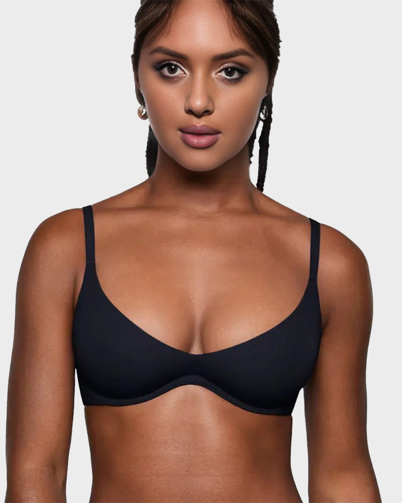 Unlined Plunge Balconette Bra with Underwire - view 5