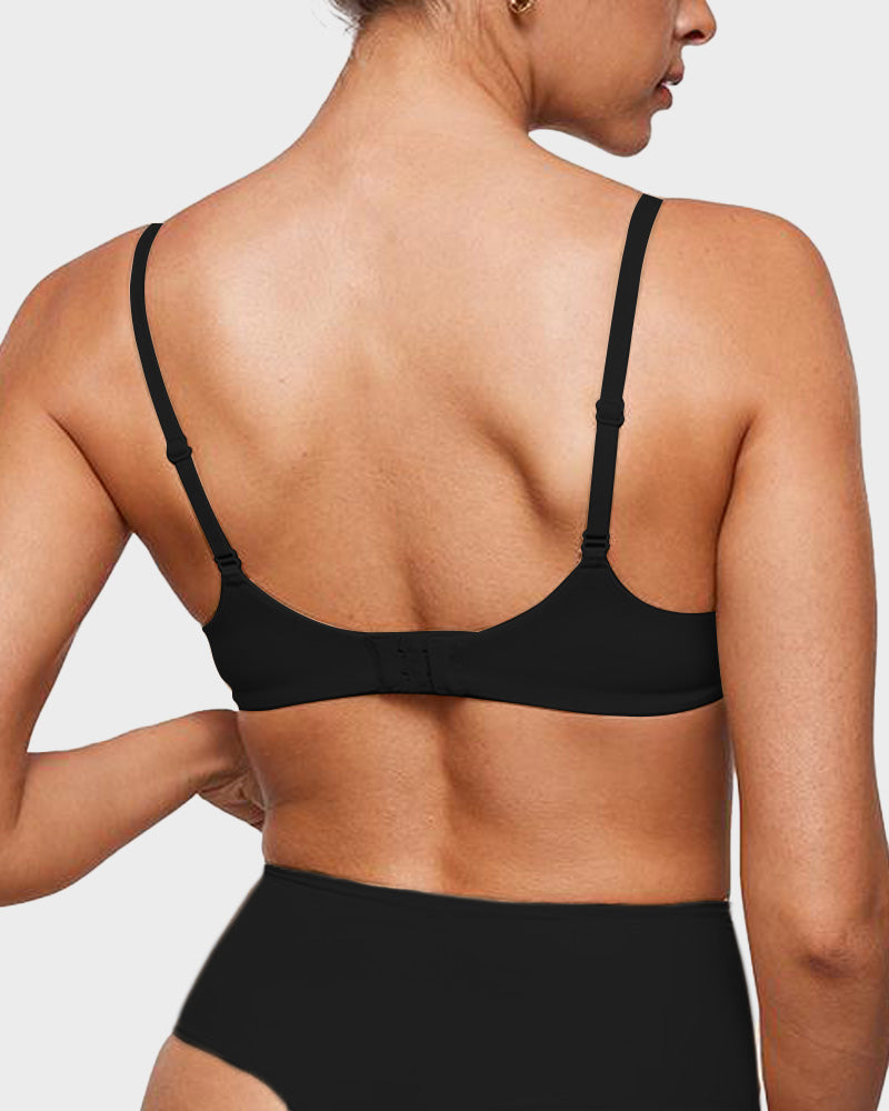Unlined Plunge Balconette Bra with Underwire - view 6