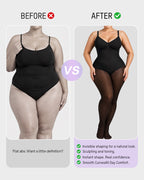 V-Neck Shaping Bodysuit with Fleece-Lined Tights - view 6