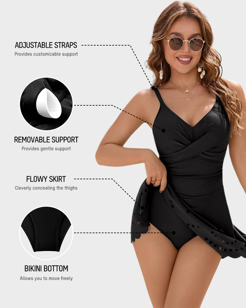 V-Neck Tummy Control Modest Swimdress - view 2