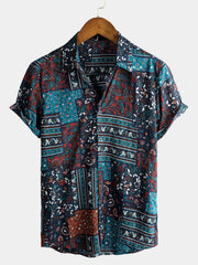 Men's Vintage Cotton Casual Short Sleeve Shirt