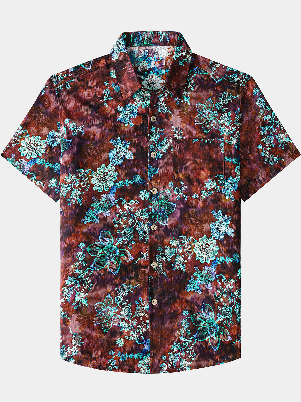 Men’s Vintage Tropical Printed Cotton Cool Comfort Beach Party Holiday Short Sleeve Shirt