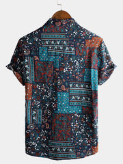 Men's Vintage Cotton Casual Short Sleeve Shirt