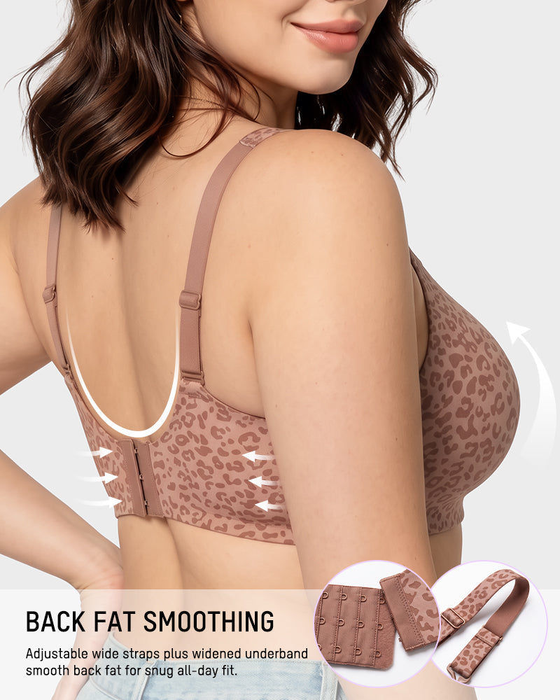 Leopard Deep-V Wire-Free Push-Up Bra - view 4