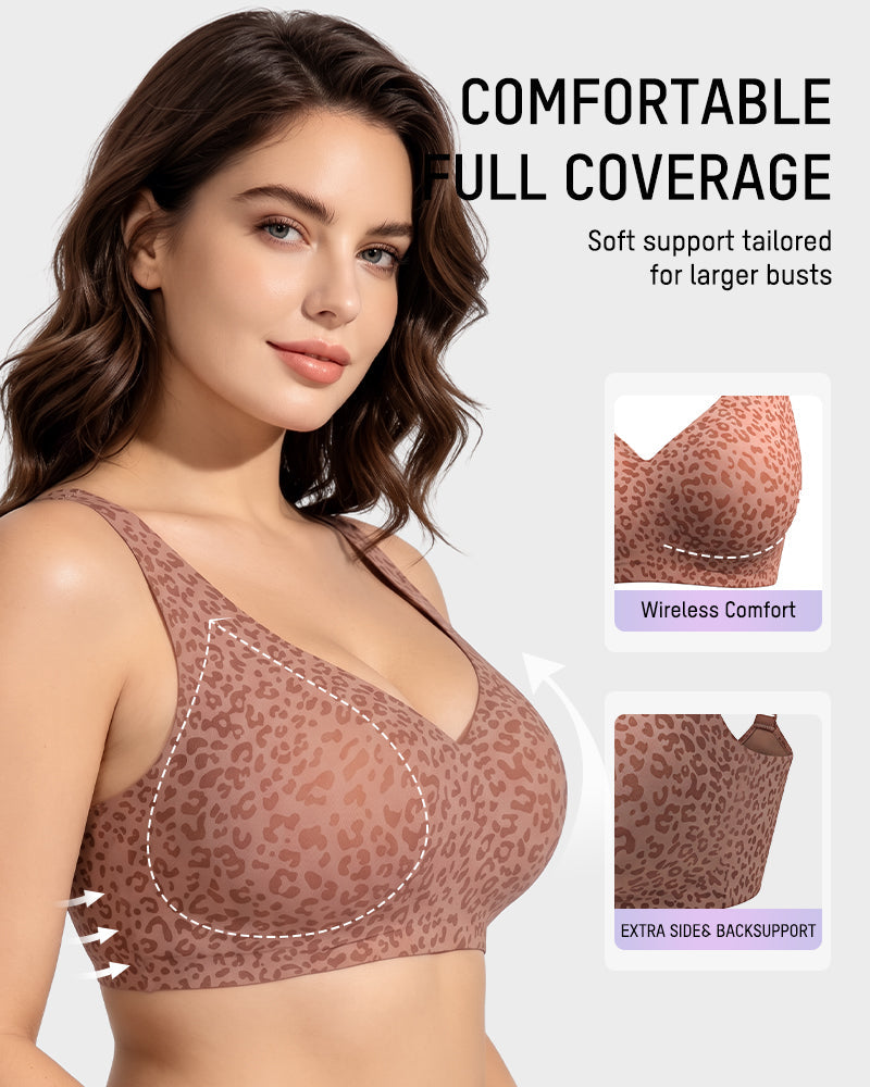 Leopard Deep-V Wire-Free Push-Up Bra - view 3