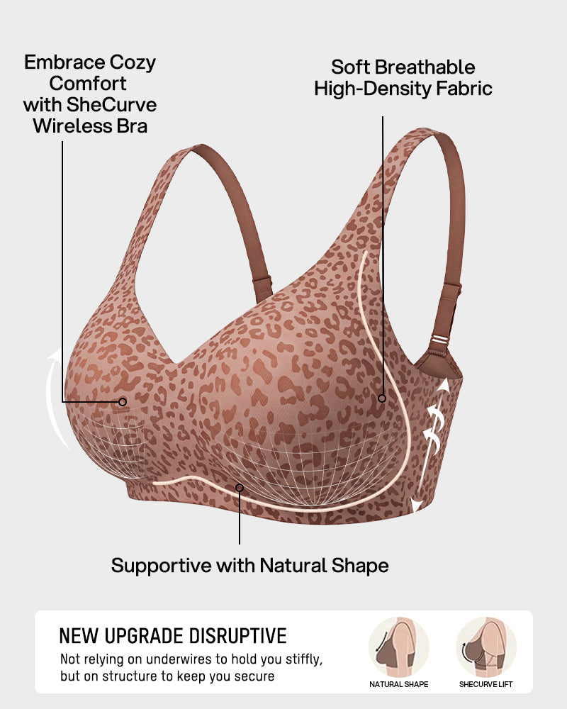 Leopard Deep-V Wire-Free Push-Up Bra - view 5