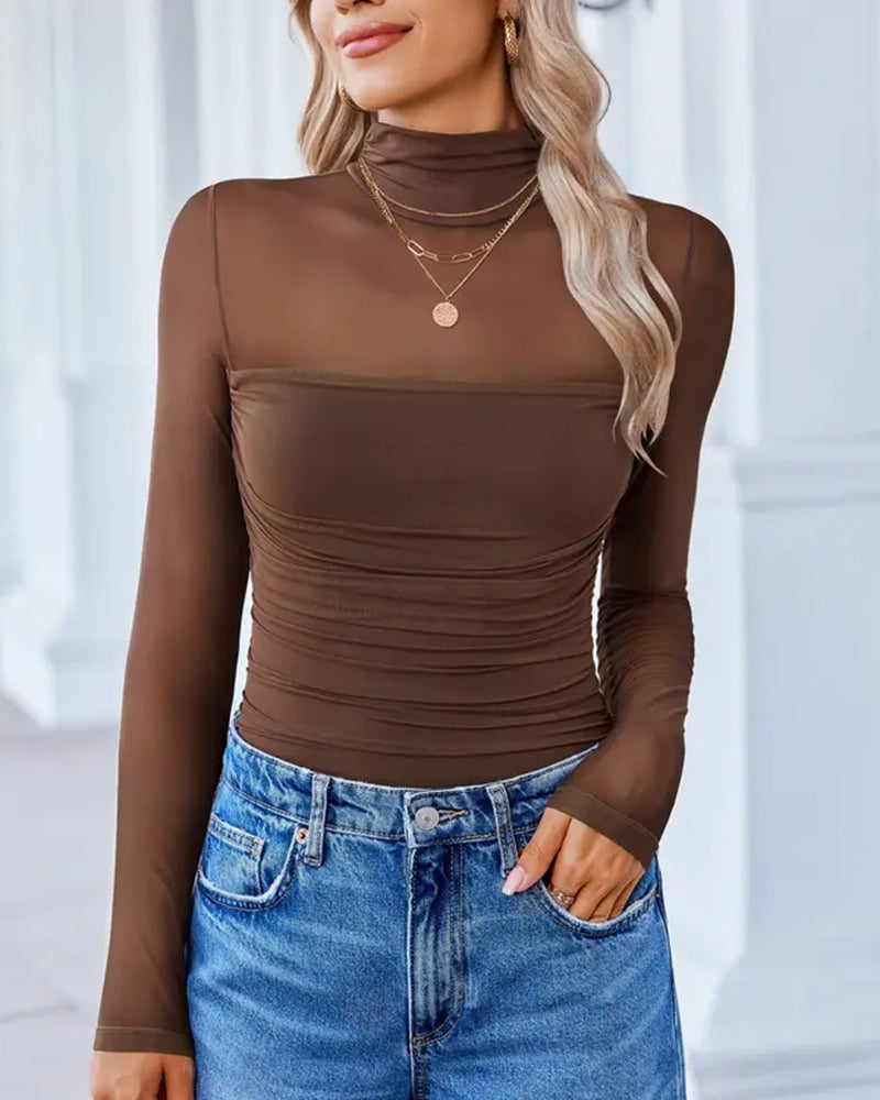 Women Long Sleeve Bodysuit Turtle Neck Shapewear - view 5