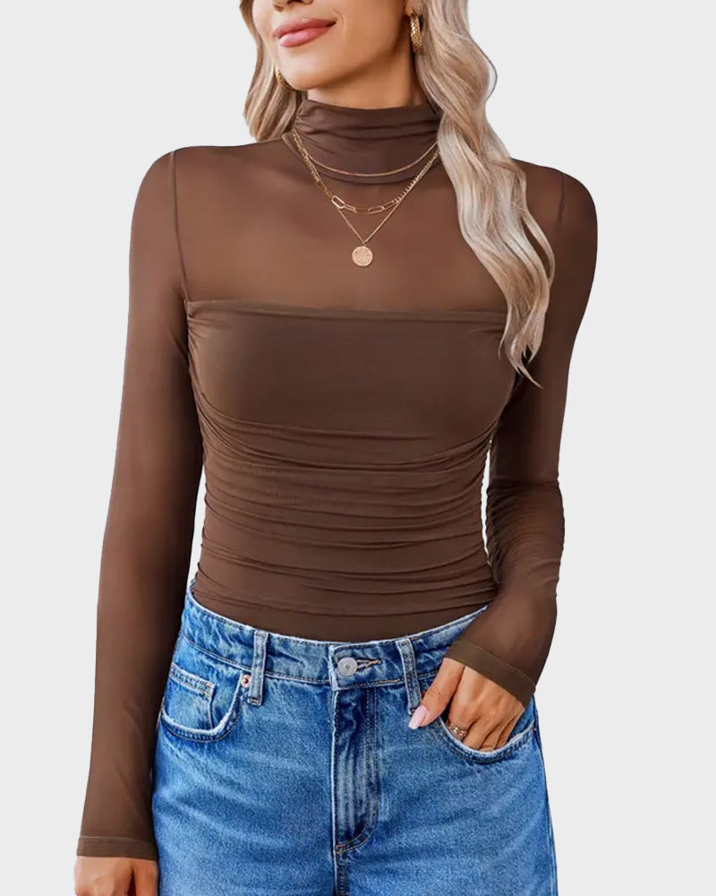 Women Long Sleeve Bodysuit Turtle Neck Shapewear - view 6