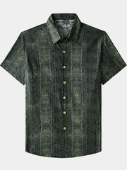 Men’s Vintage Boho Pattern Cotton Lightweight Breathable Cool Summer Holiday Short Sleeve Shirt