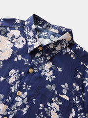 Men’s Vintage Botanical Print Cotton Cool Comfort Beach Party Holiday Short Sleeve Shirt