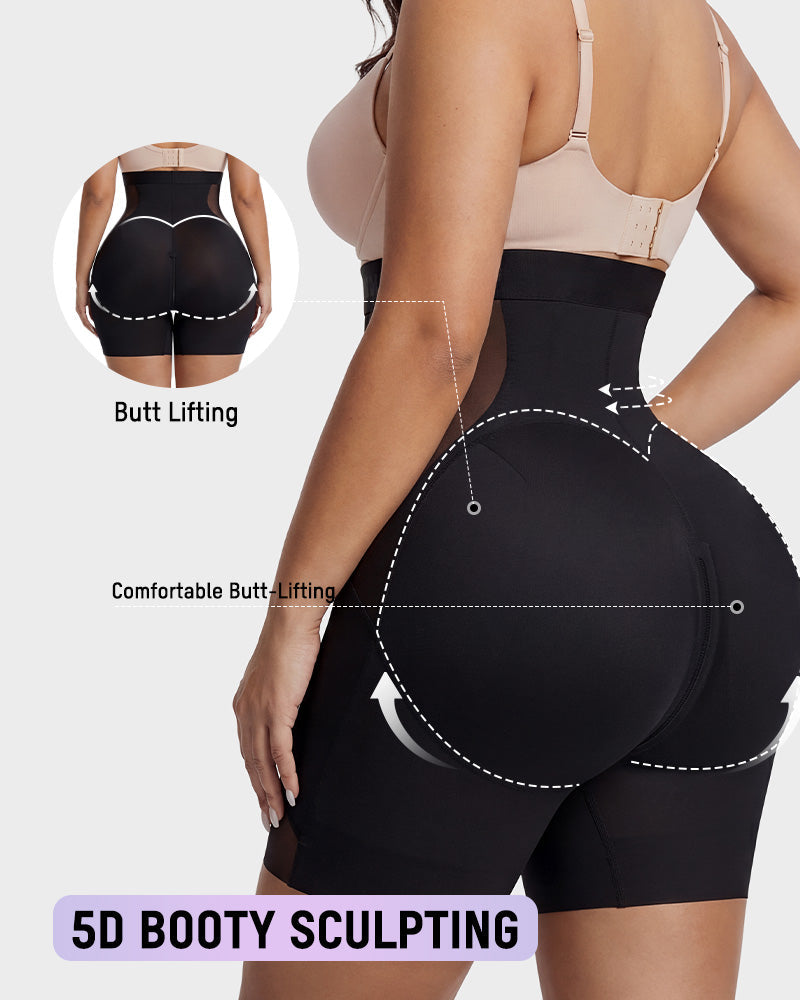 Zip-Front Tummy Control Butt Lifting Shapewear Shorts - view 2