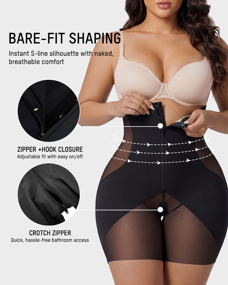 Zip-Front Tummy Control Butt Lifting Shapewear Shorts - view 3