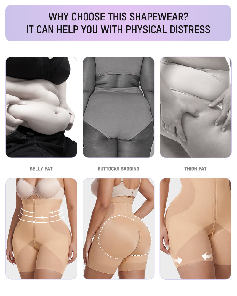Zip-Front Tummy Control Butt Lifting Shapewear Shorts - view 5