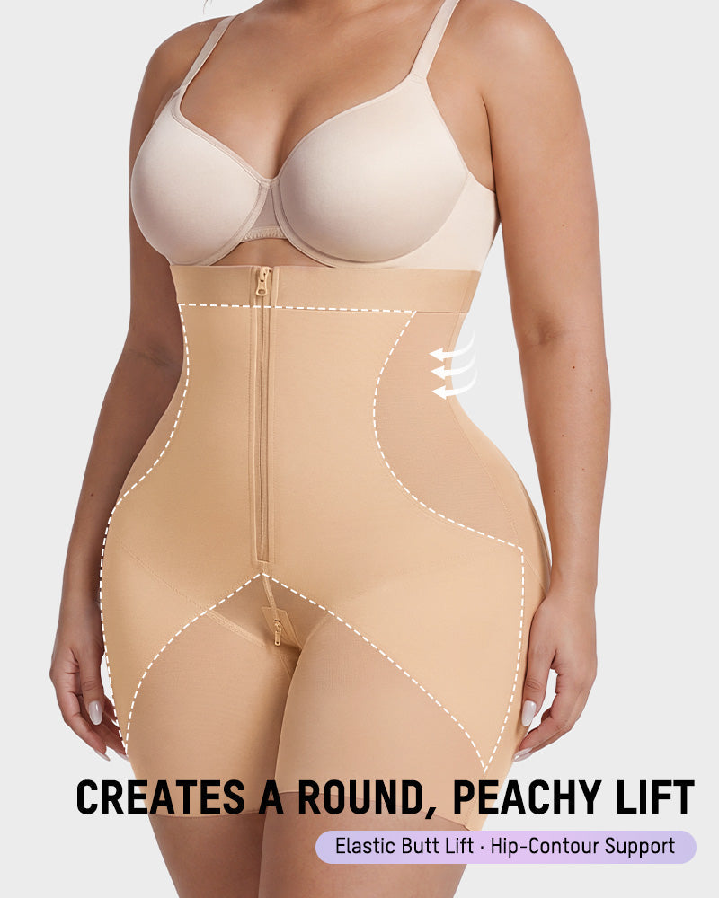 Zip-Front Tummy Control Butt Lifting Shapewear Shorts - view 7