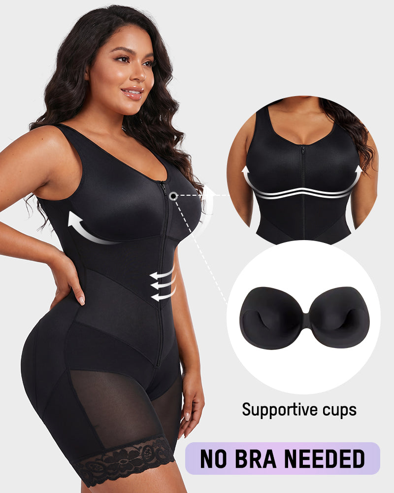 Zip Front Tummy Control Full Body Shaper - view 3