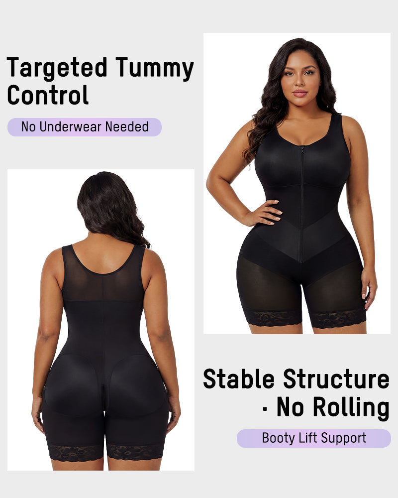 Zip Front Tummy Control Full Body Shaper - view 4