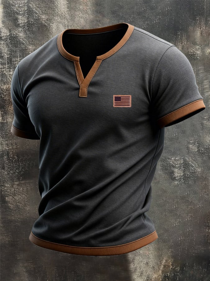 Men's Retro Patriot Patchwork T-shirt