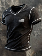 Men's Retro Patriot Patchwork Waffle T-shirt