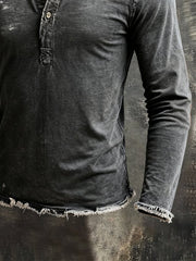 Men'S Vintage Washed Cotton Long-Sleeved T-Shirt