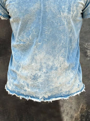 Men's Retro Washed Distressed Crew Neck Short-Sleeve Top