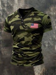 Men's Retro Camouflage Patriot Casual Short-Sleeve Top