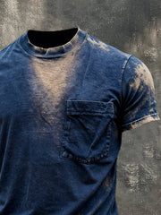 Men's Retro Print Crew Neck Short Sleeve T-Shirt