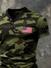 Men's Retro Camouflage Patriot Casual Short-Sleeve Top